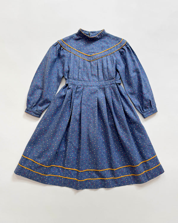 1979 Cacharel Pleated Dot Cotton Dress 5-6Y