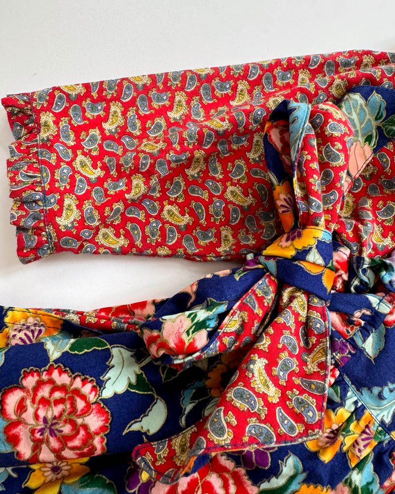 Paisely Cotton Dress With Floral Cotton Detachable Apron 2Y