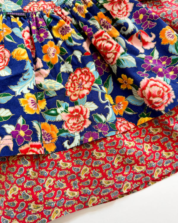 Paisely Cotton Dress With Floral Cotton Detachable Apron 2Y