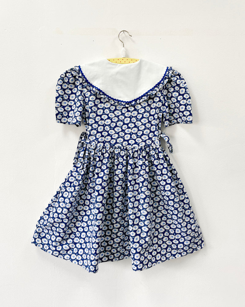 Vintage Daisy Cotton Dress Blue