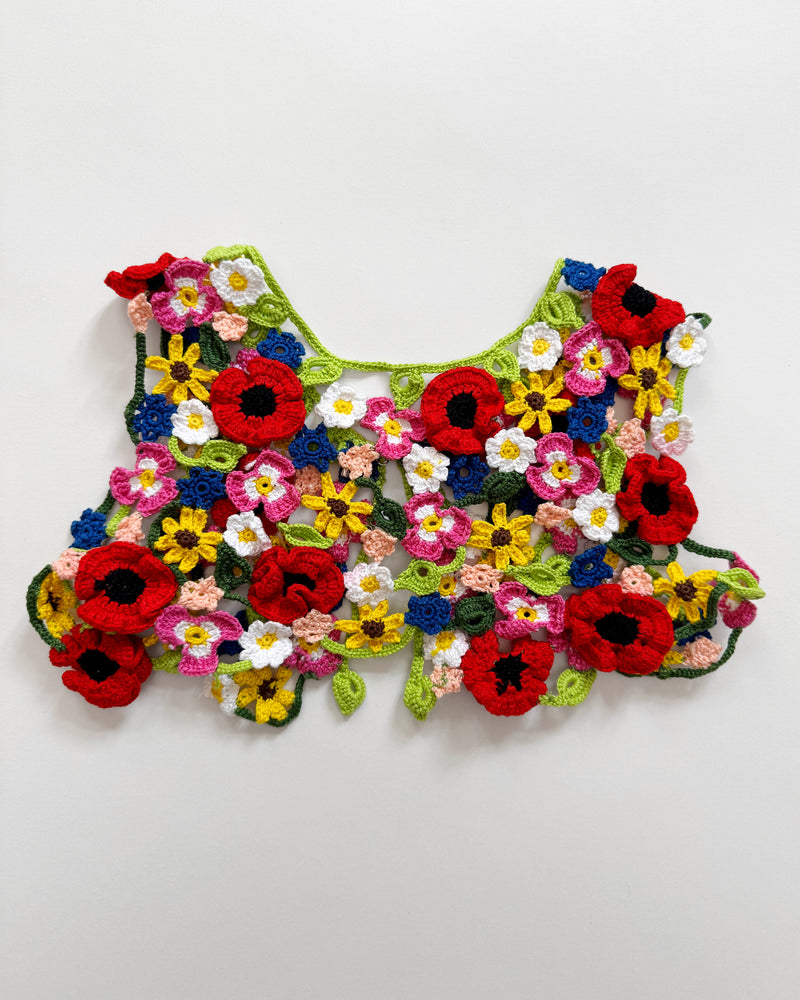 Handmade Floral Crochet Cotton Bolero Vest 3-5Y