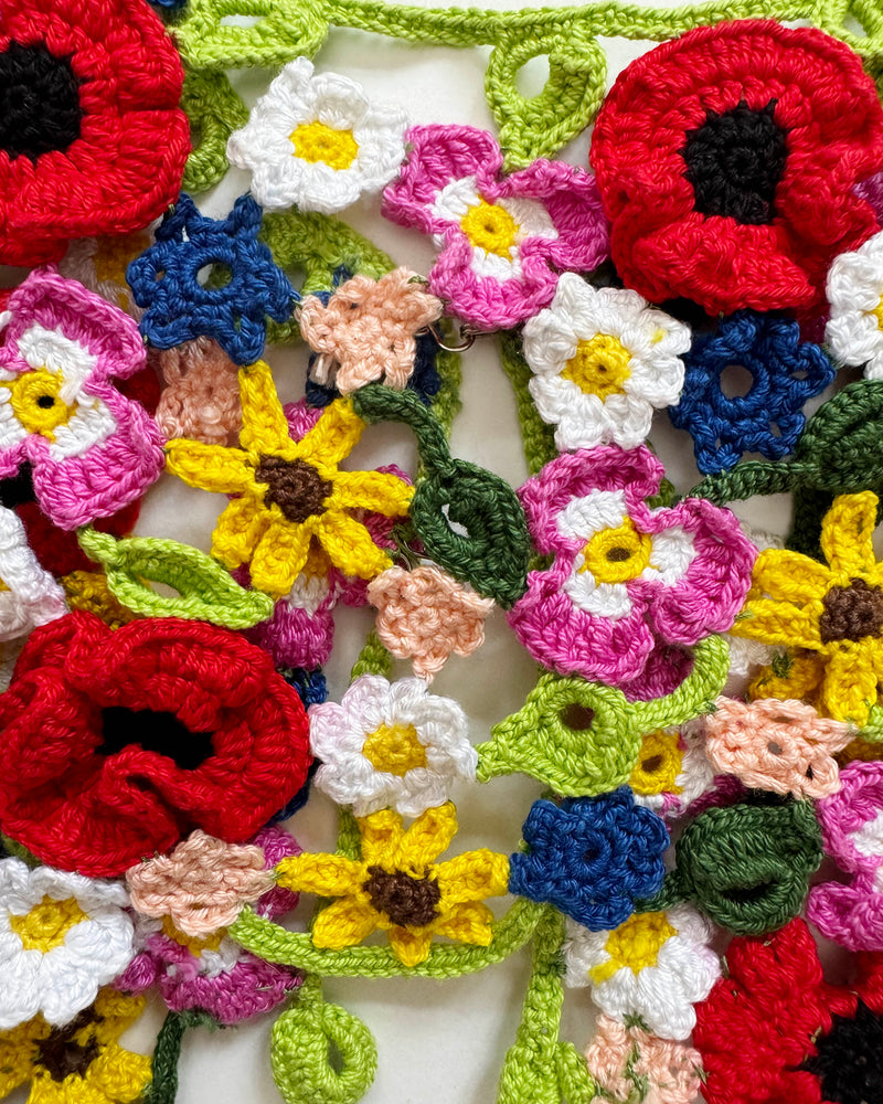 Handmade Floral Crochet Cotton Bolero Vest 3-5Y