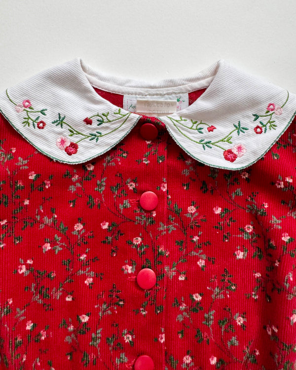 Floral Embroidered Corduroy Dress 3Y