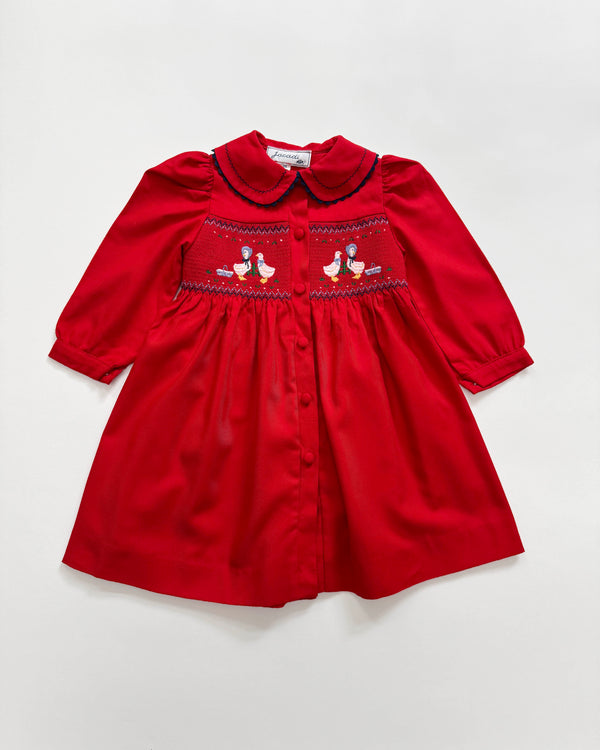 Jacadi Smocked Embroidered Goose Cotton Dress 2Y