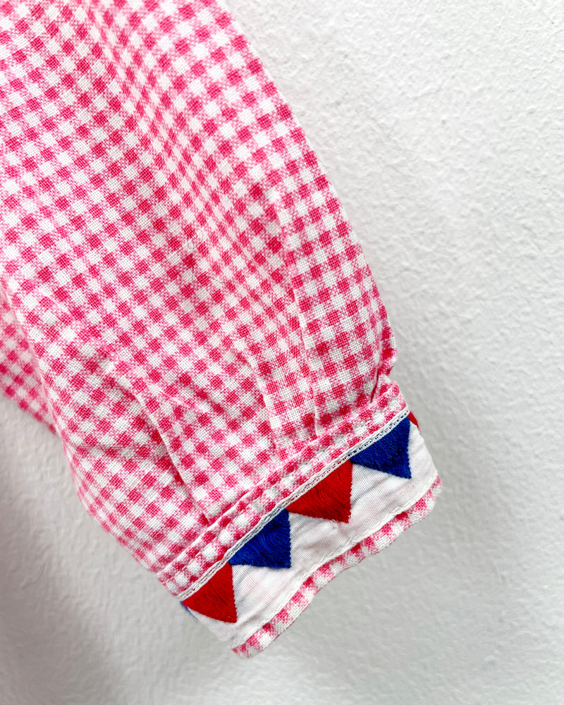 Vintage Gingham Cotton Blouse