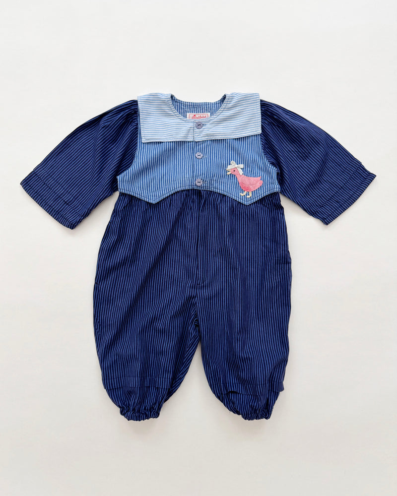 Vintage Sigikid Cotton Striped Goose Jumpsuit