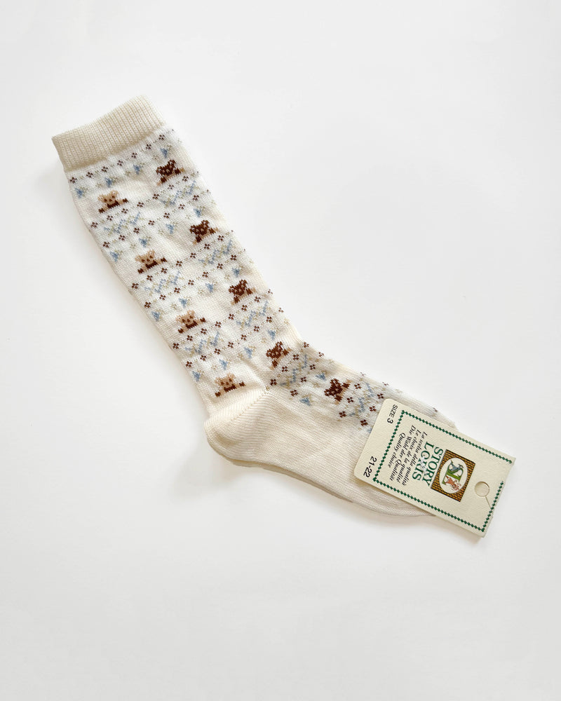 Deadstock Teddy Bear Wool Knee Socks