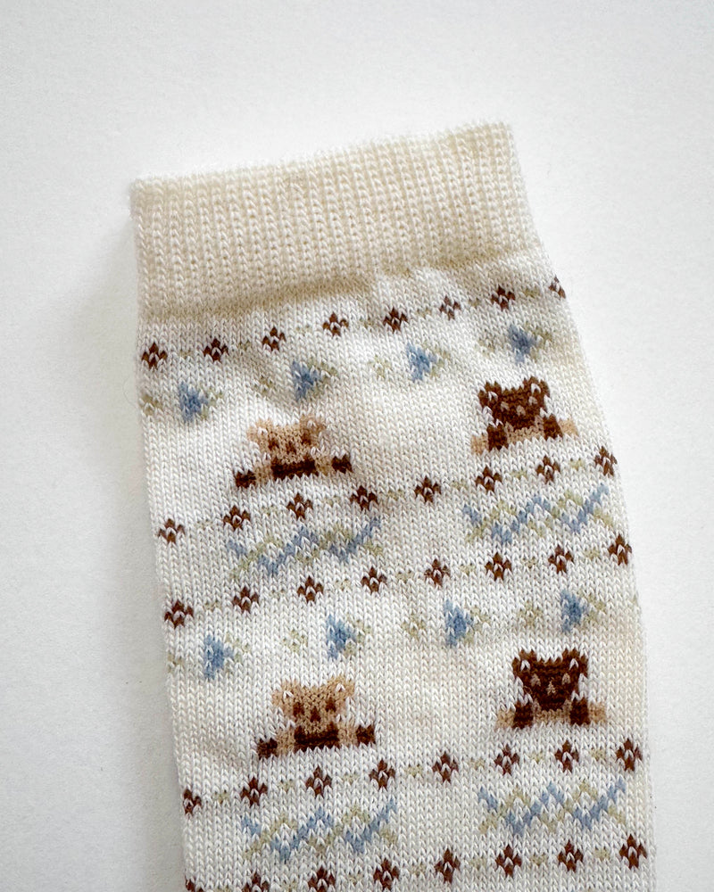 Deadstock Teddy Bear Wool Knee Socks
