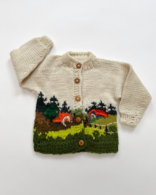 Handmade Landscape Wool Cardigan 3-6M