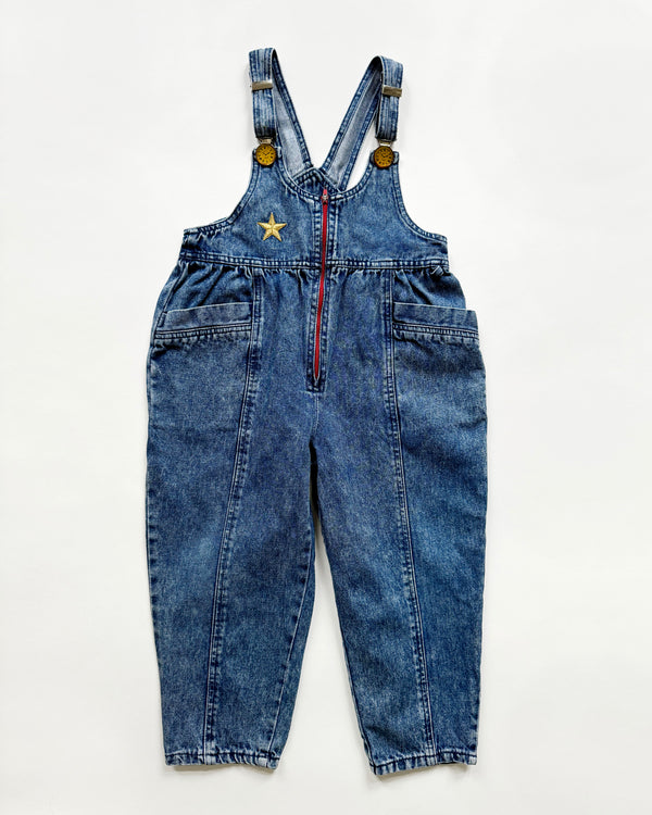 Vintage Denim Clock Overalls