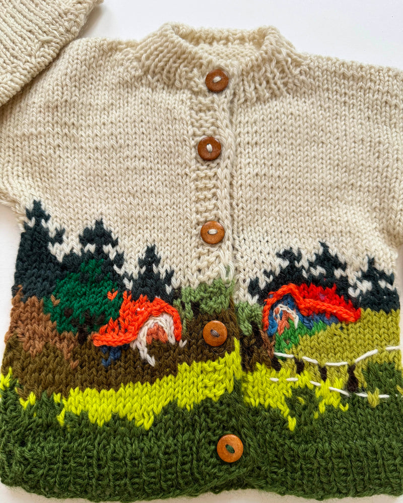 Handmade Landscape Wool Cardigan 3-6M