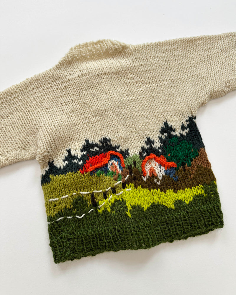 Handmade Landscape Wool Cardigan 3-6M