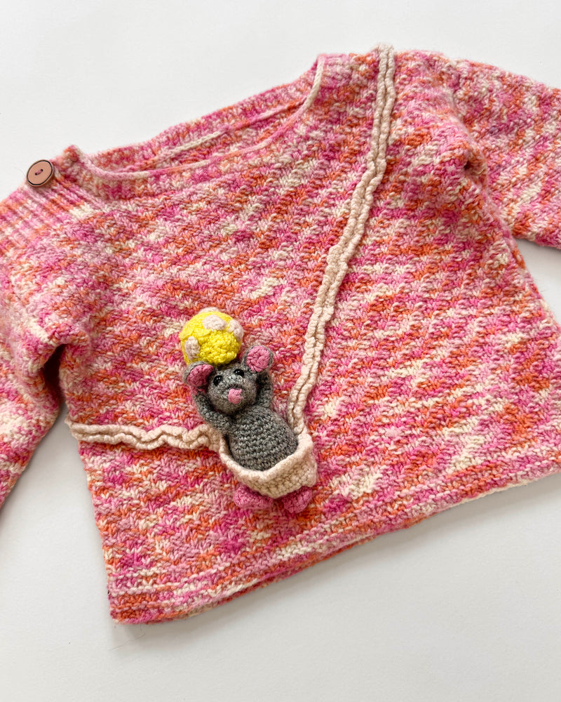 Handmade 3D Mouse With Cheese Sweater 12M