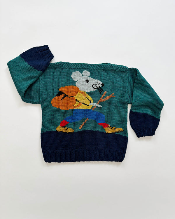 Handmade Wandering Mouse Wool Sweater 5-6Y