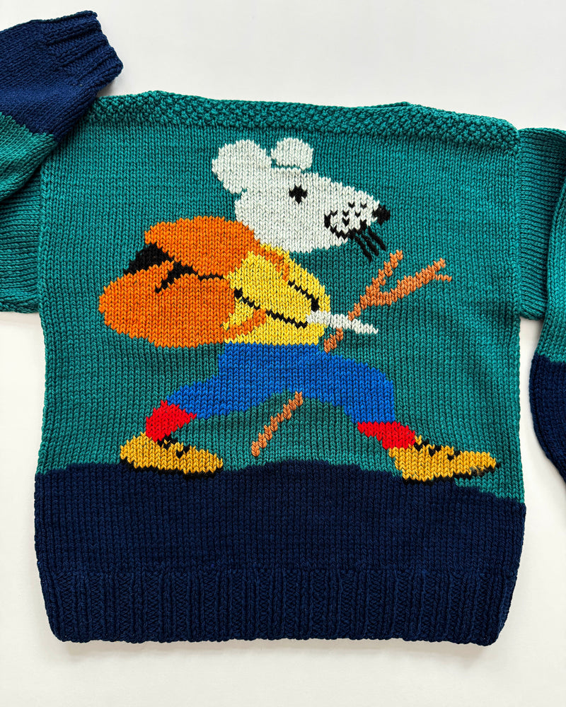 Handmade Wandering Mouse Wool Sweater 5-6Y