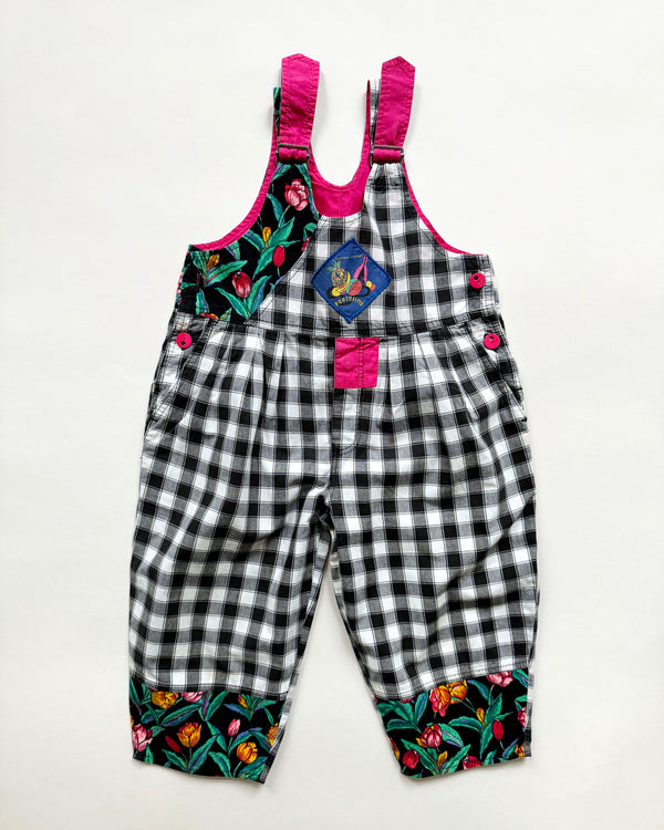 Vintage Cotton Velvet Patchwork Overalls