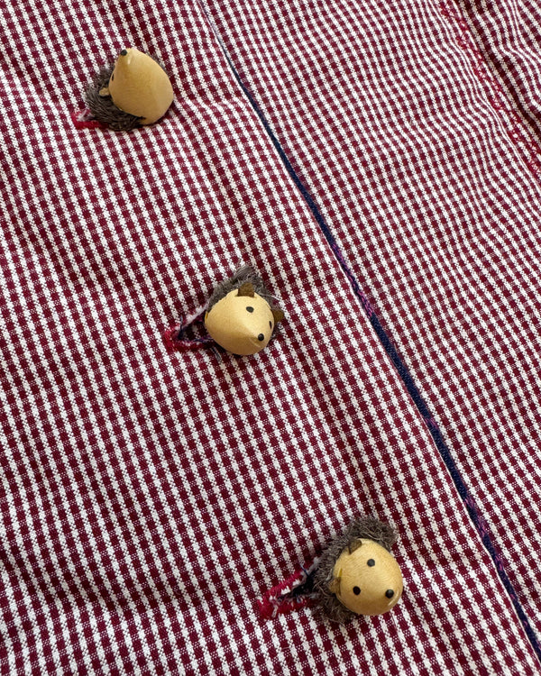 Handmade Padded Patchwork Vest With Wooden Hedgehog Buttons 4-7Y