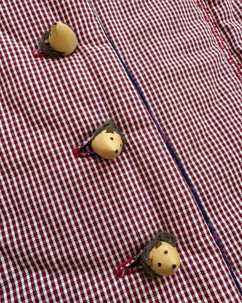 Handmade Padded Patchwork Vest With Wooden Hedgehog Buttons 4-7Y