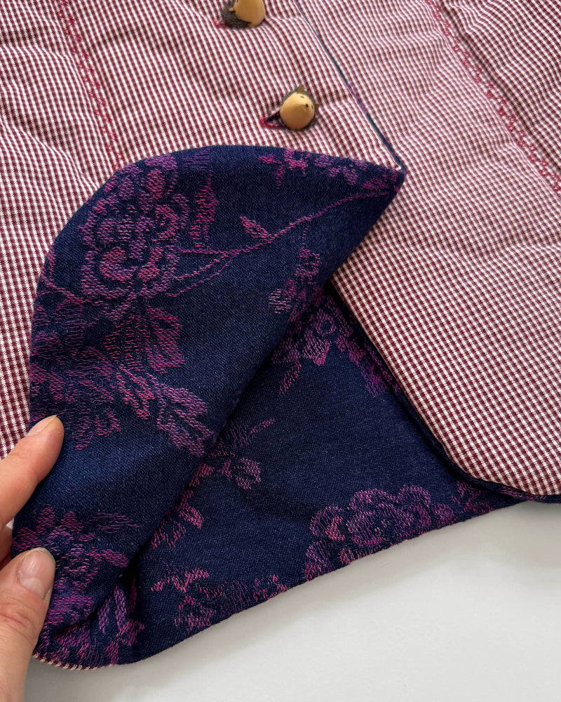 Handmade Padded Patchwork Vest With Wooden Hedgehog Buttons 4-7Y