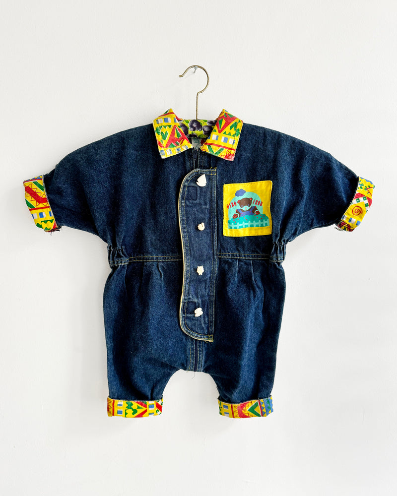 Vintage Teddy Bear Denim Jumpsuit