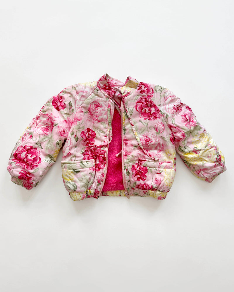 Sherpa Lined Floral Bomber Jacket 3Y