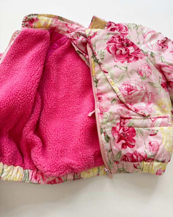Sherpa Lined Floral Bomber Jacket 3Y