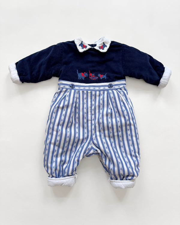 Tartine Et Chocolat Embroidered Cats Patchwork Romper 12M