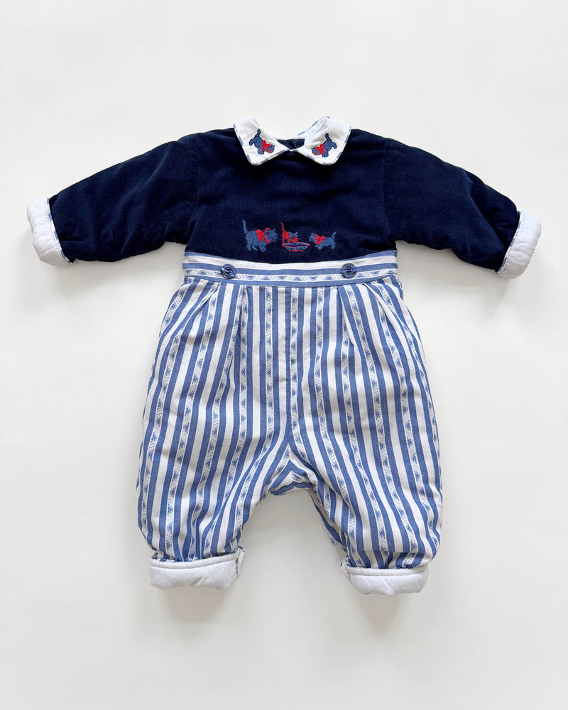 Tartine Et Chocolat Embroidered Cats Patchwork Romper 12M