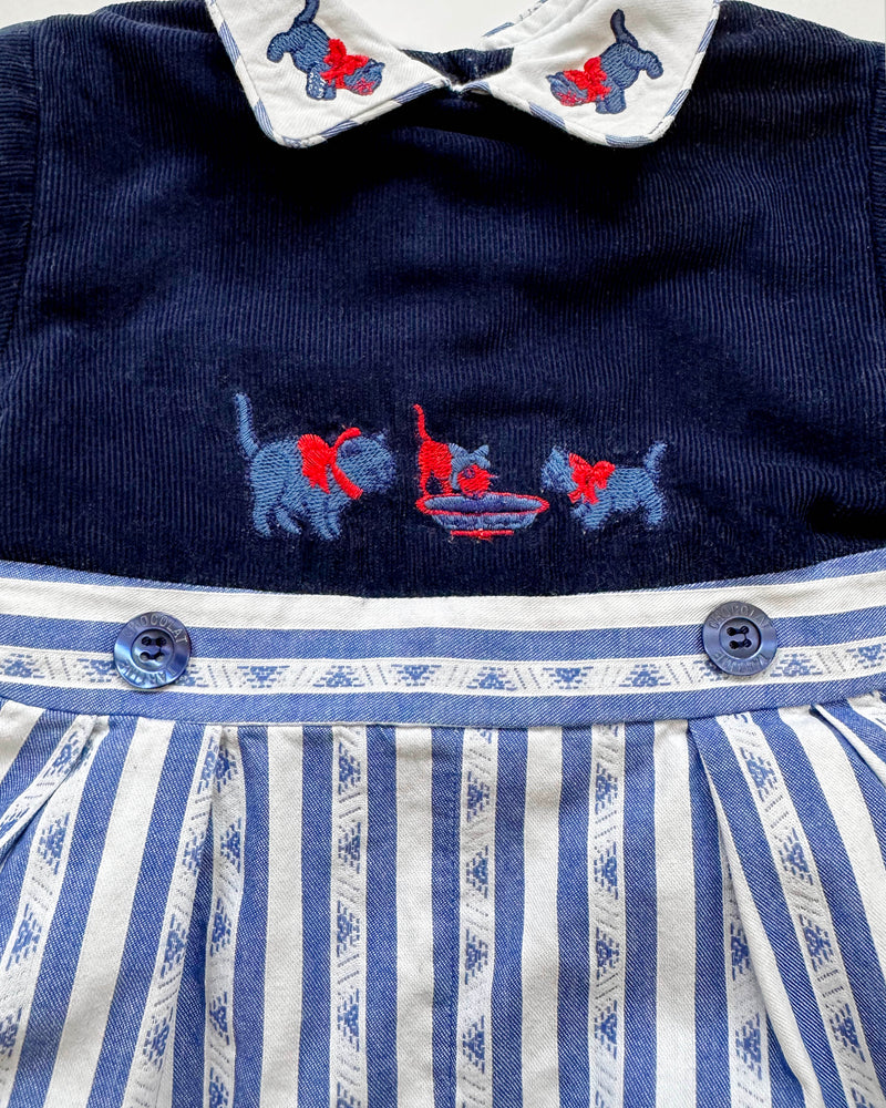 Tartine Et Chocolat Embroidered Cats Patchwork Romper 12M