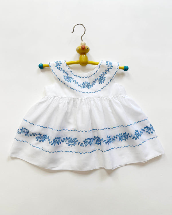 1920s Embroidered Cotton Blouse / Dress 6M