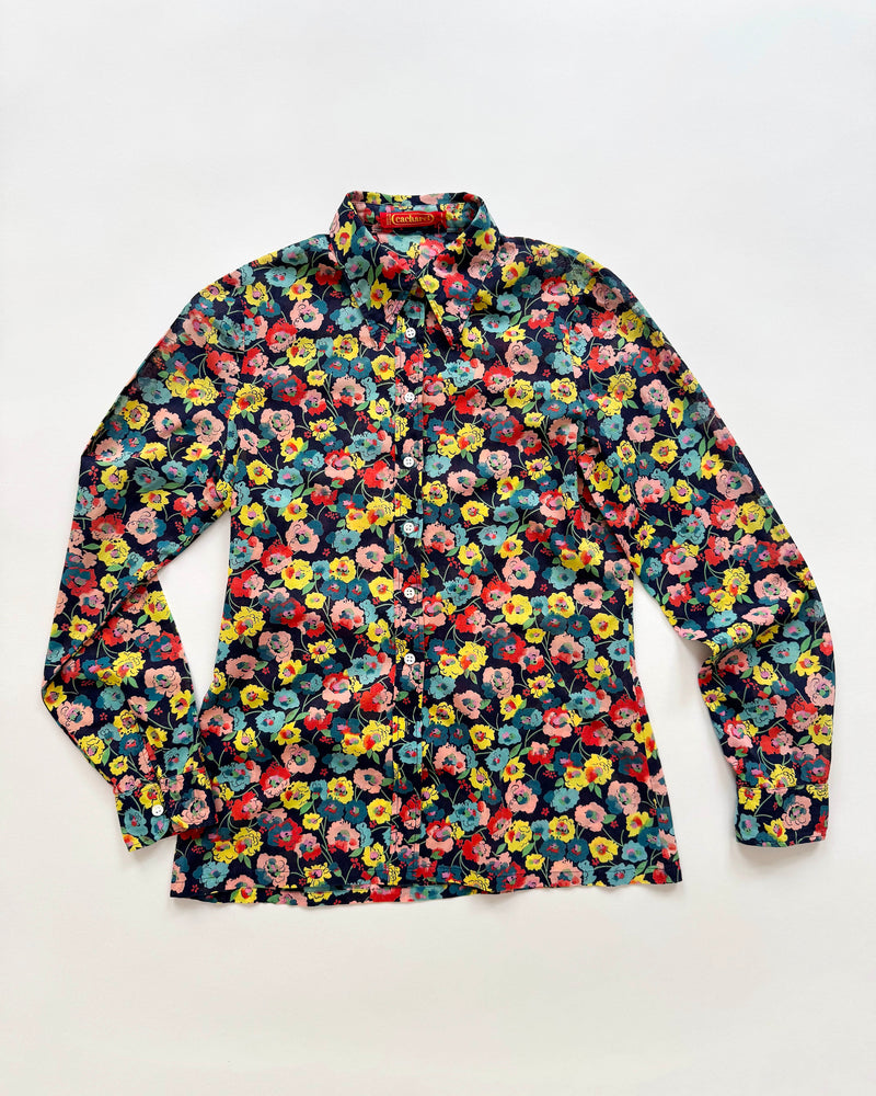 70s Cacharel Floral Cotton Blouse ADULTS