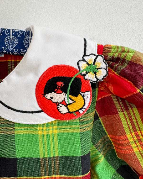 Plaid Dress With Special Embroidered Collar 5-6Y