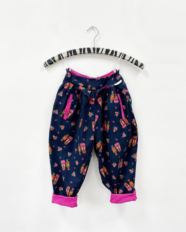 Vintage K'neeltje lIned Cotton Russian Doll Trousers With Elastic Waist