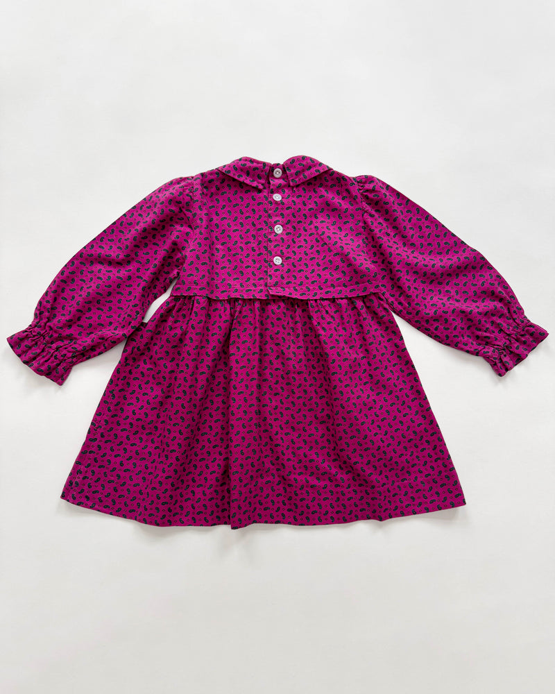 Handmade Cotton Paisley Dress With Apple Buttons 4Y