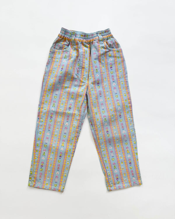 Jeans With Girl Print & Elastic Waist 3-4Y