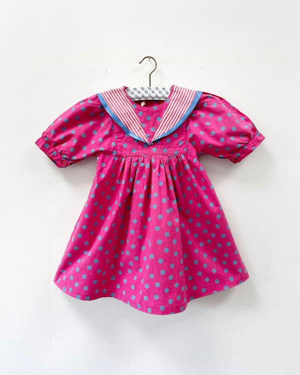 Vintage Pink Dotted Cotton Dress