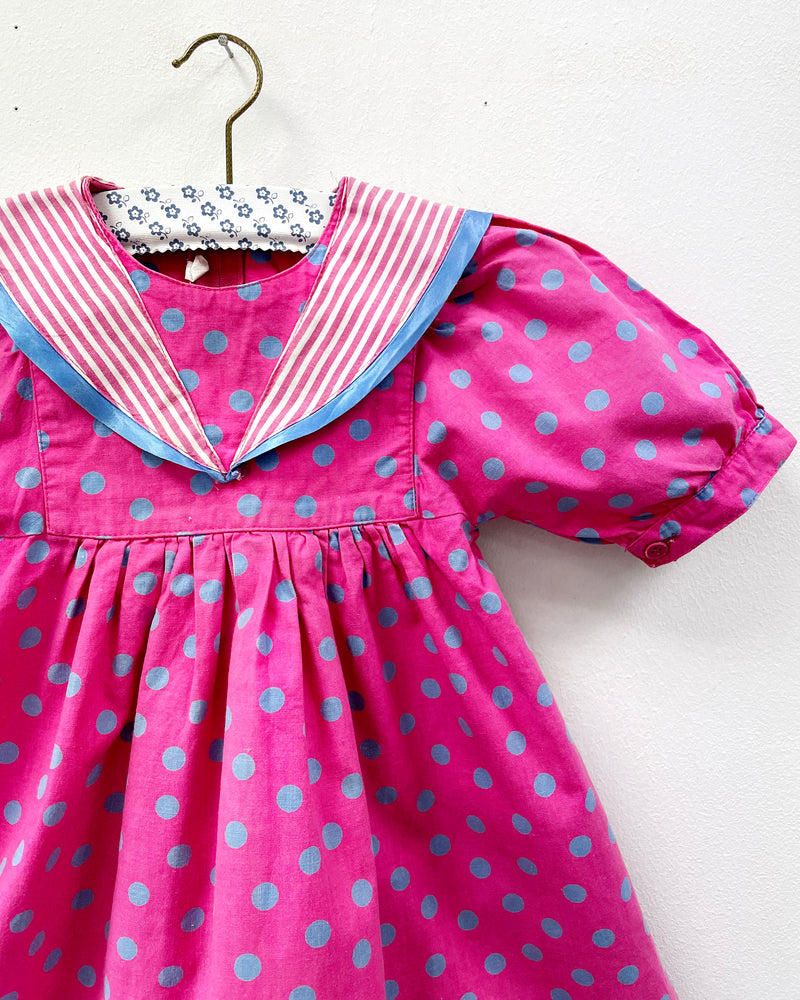 Vintage Pink Dotted Cotton Dress