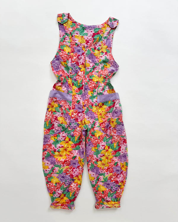 80s Floral Cotton Jumpsuit 7Y