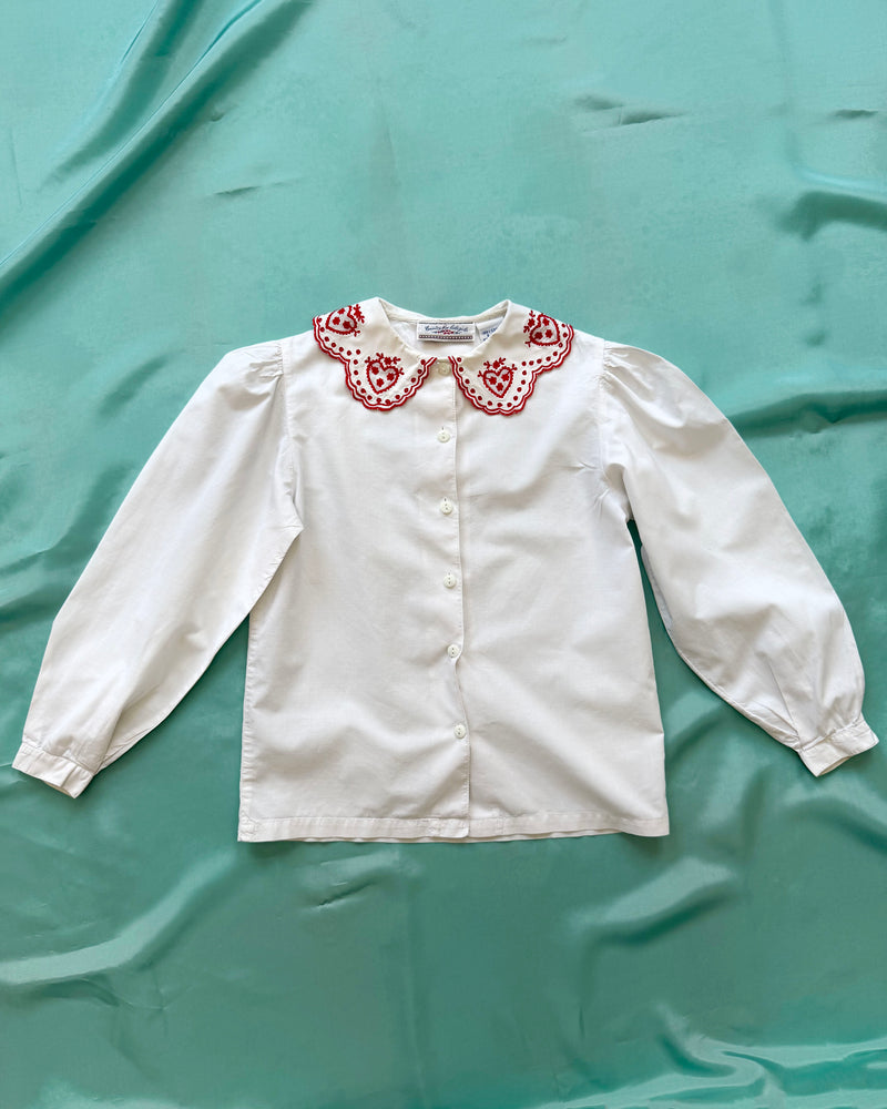 Embroidered Heart Cotton Blouse