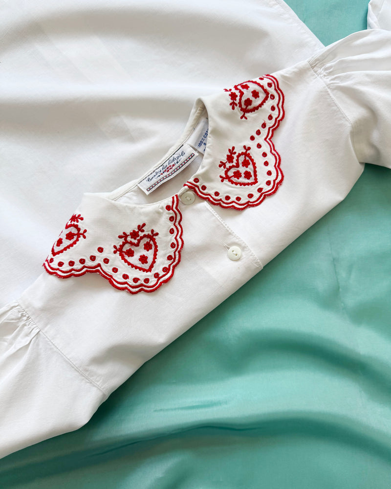 Embroidered Heart Cotton Blouse