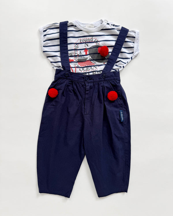 Two Piece Pom Pom Cotton Set 12M