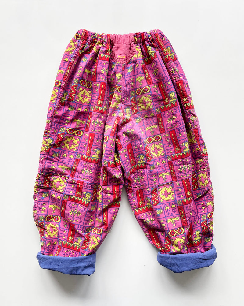 Vintage Oilily Lined Cotton Trousers With Elastic Waist