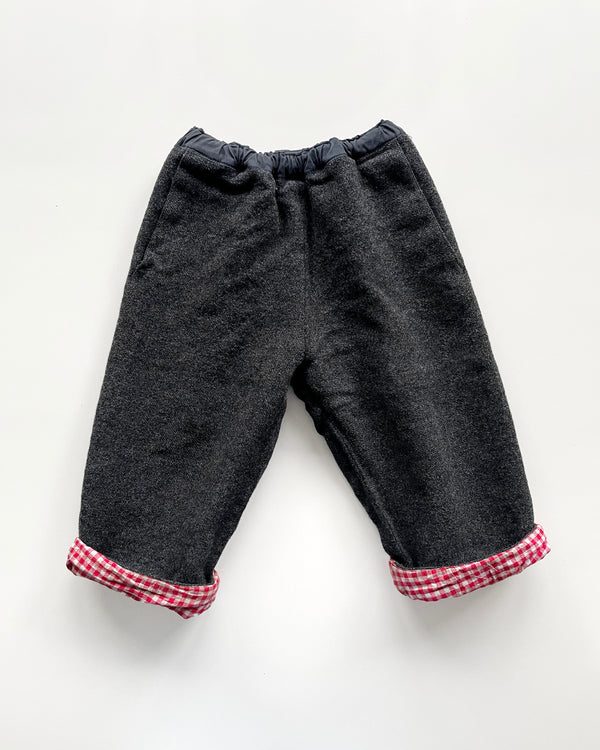 Handmade Cotton Lined Wool Trousers With Elastic Waist
