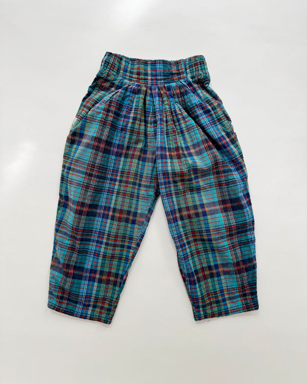 Plaid Cotton Trousers With Elastic Waist 2Y