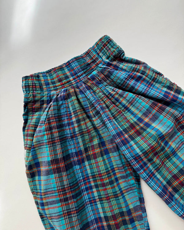 Plaid Cotton Trousers With Elastic Waist 2Y