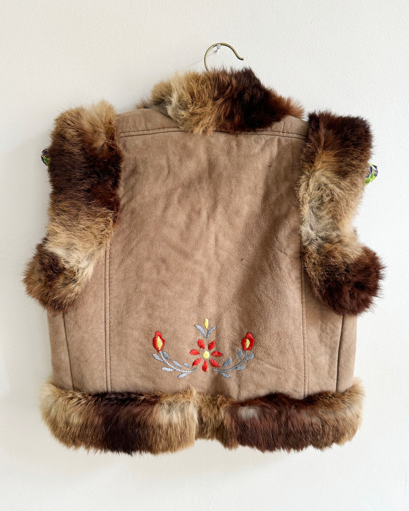 Vintage Embroidered Leather Vest