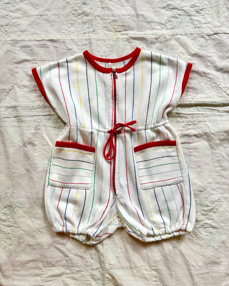Striped Cotton Jersey Romper 6-9M