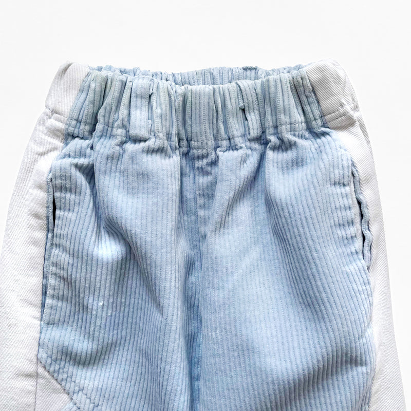 High Waist Vintage Blue Corduroy Trousers With Denim Elements