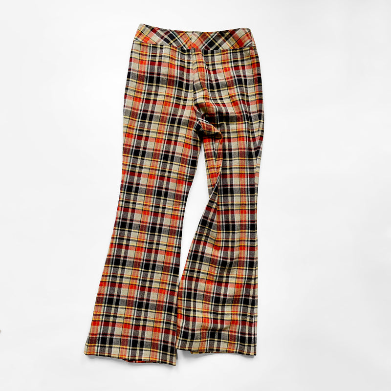 70s Vintage Flared Wool Trousers Women's