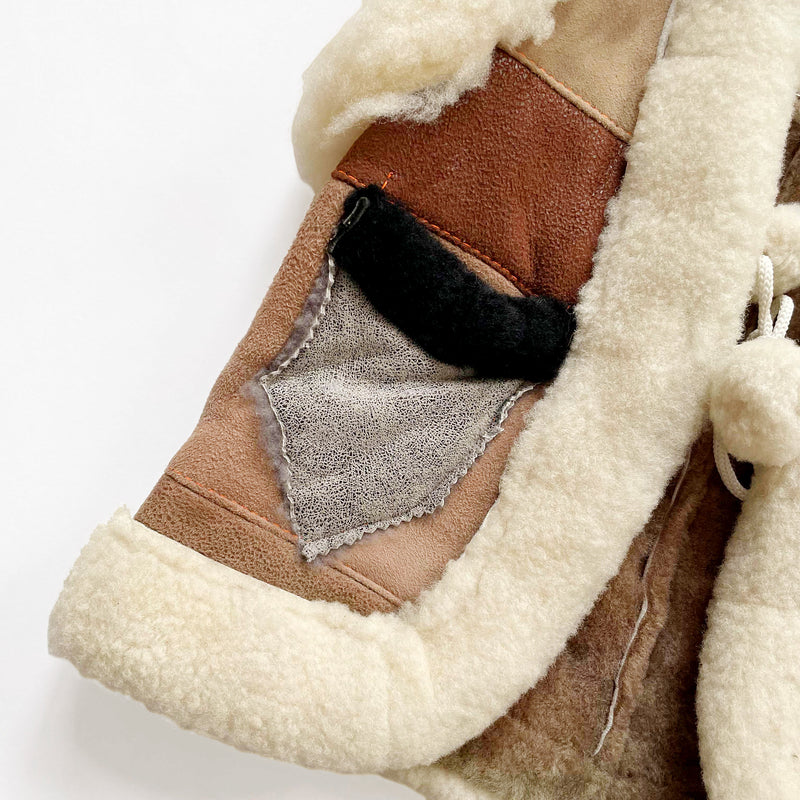 Vintage Leather Shearling Patchwork Vest